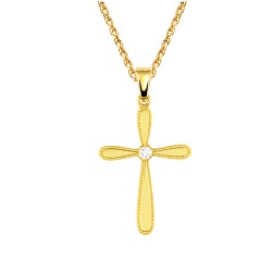 Χρυσός γυναικείος βαπτιστικός σταυρός Κ14 με αλυσίδα